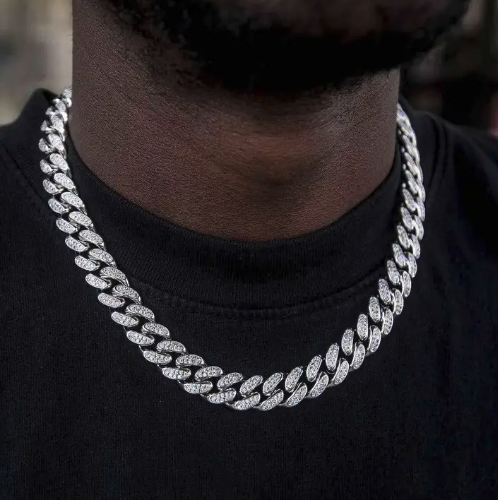 White Gold Plated Seamless Iced Cuban Chain