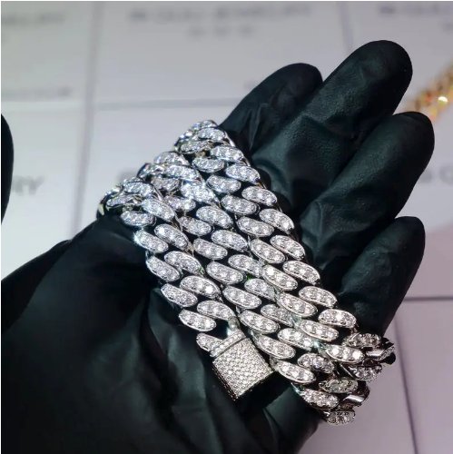 White Gold Plated Seamless Iced Cuban Chain