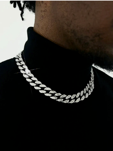 White Gold Plated Seamless Iced Cuban Chain